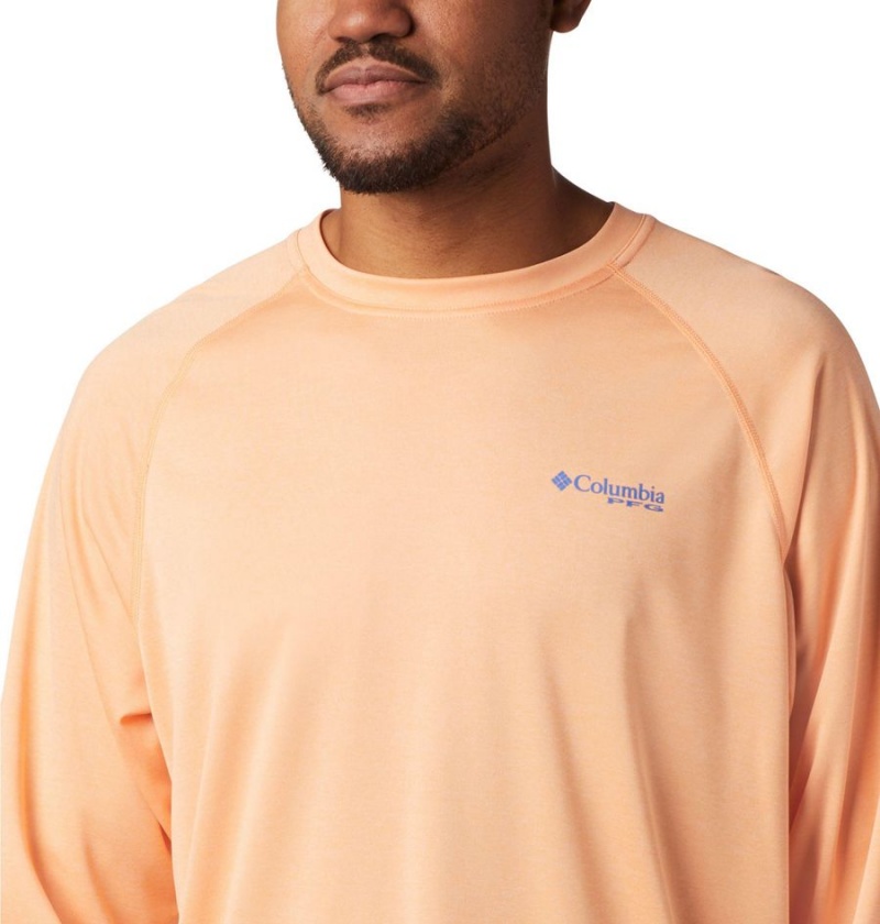 Orange Men's Columbia PFG Terminal Tackle Heather Long Sleeve T-Shirt | VQJMK-7035