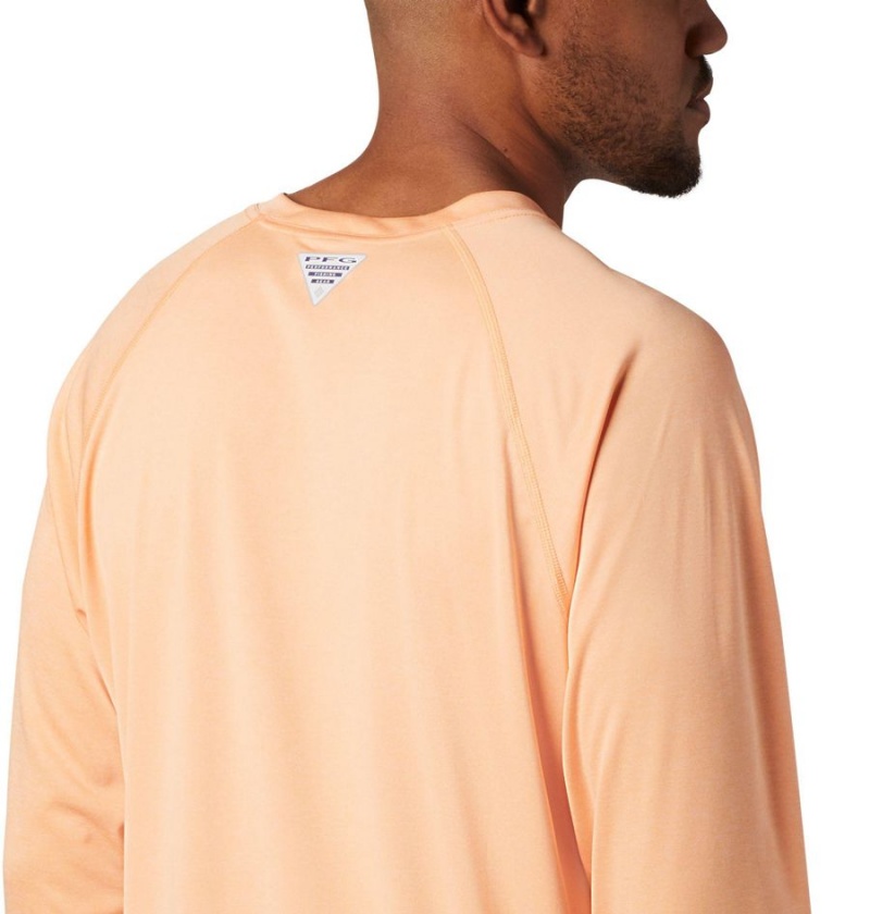 Orange Men's Columbia PFG Terminal Tackle Heather Long Sleeve T-Shirt | VQJMK-7035