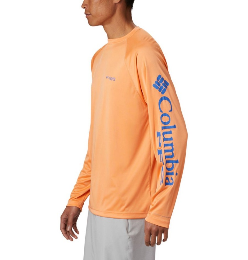 Orange Men's Columbia PFG Terminal Tackle Long Sleeve T-Shirt | TRGXM-1754