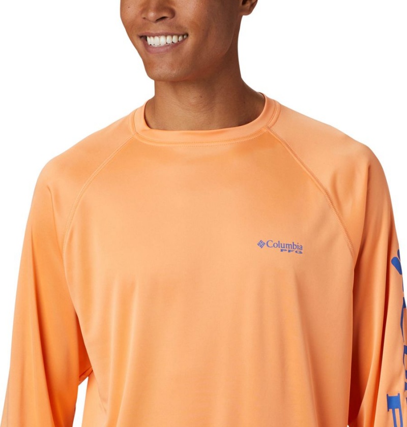 Orange Men's Columbia PFG Terminal Tackle Long Sleeve T-Shirt | TRGXM-1754