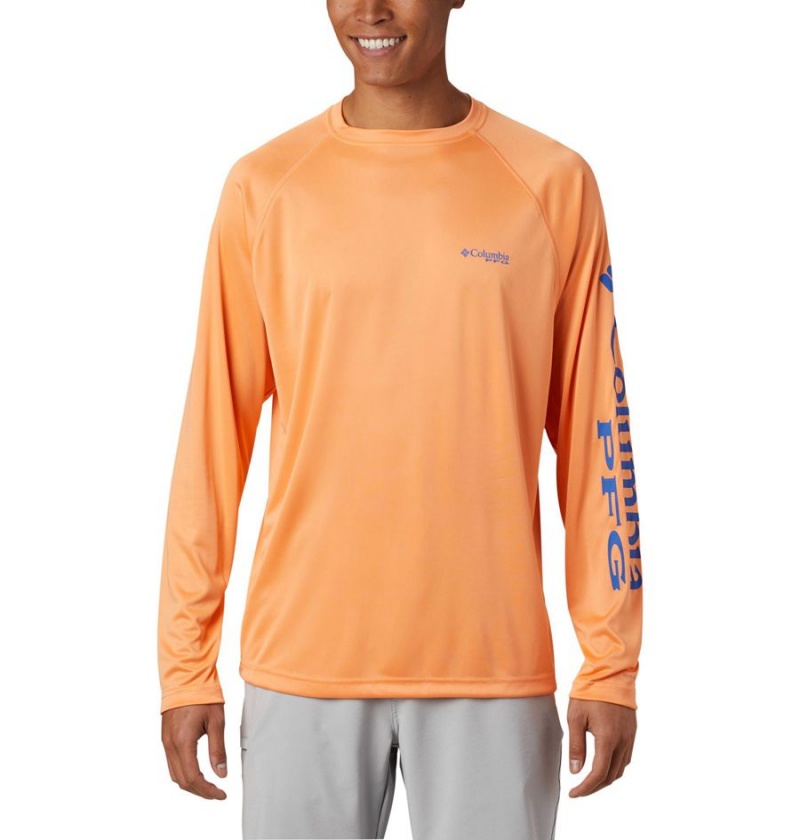 Orange Men\'s Columbia PFG Terminal Tackle Long Sleeve T-Shirt | TRGXM-1754