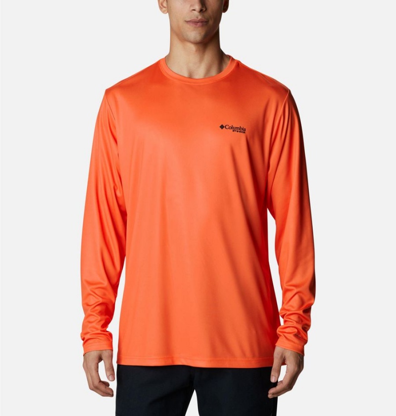 Orange Men's Columbia PHG Terminal Shot Game Flag Long Sleeve T-Shirt | PIZJN-7326