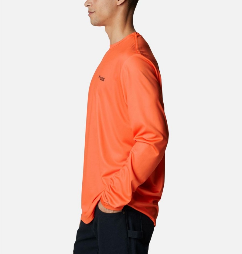 Orange Men's Columbia PHG Terminal Shot Game Flag Long Sleeve T-Shirt | PIZJN-7326