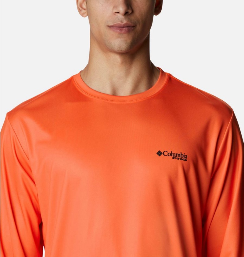 Orange Men's Columbia PHG Terminal Shot Game Flag Long Sleeve T-Shirt | PIZJN-7326