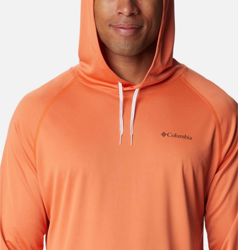 Orange Men's Columbia Summerdry Raglan Long Sleeve Hoodie | JYUNH-7305