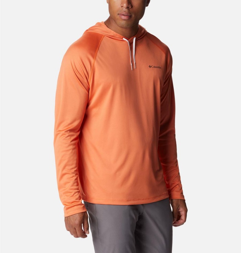 Orange Men's Columbia Summerdry Raglan Long Sleeve Hoodie | JYUNH-7305