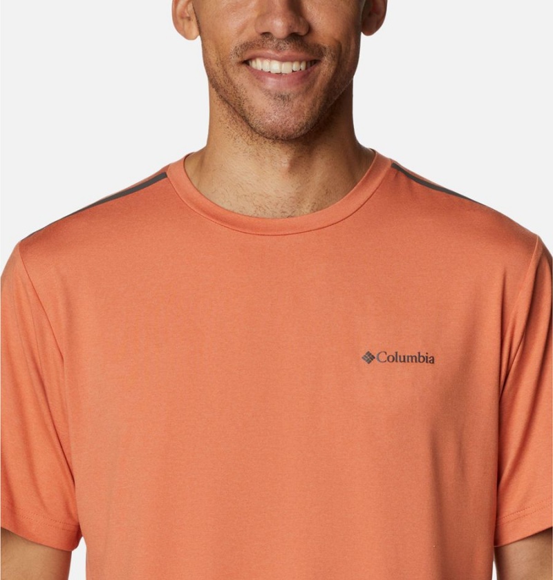 Orange Men's Columbia Tech Trail Crew Neck T-Shirt | FRSWE-0234