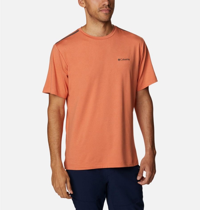 Orange Men's Columbia Tech Trail Crew Neck T-Shirt | FRSWE-0234