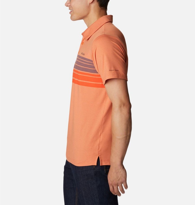 Orange Men's Columbia Tech Trail Novelty Polo Shirt | AXHQR-4238