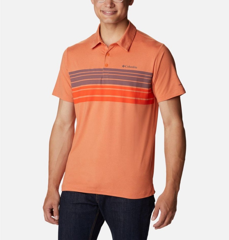 Orange Men\'s Columbia Tech Trail Novelty Polo Shirt | AXHQR-4238