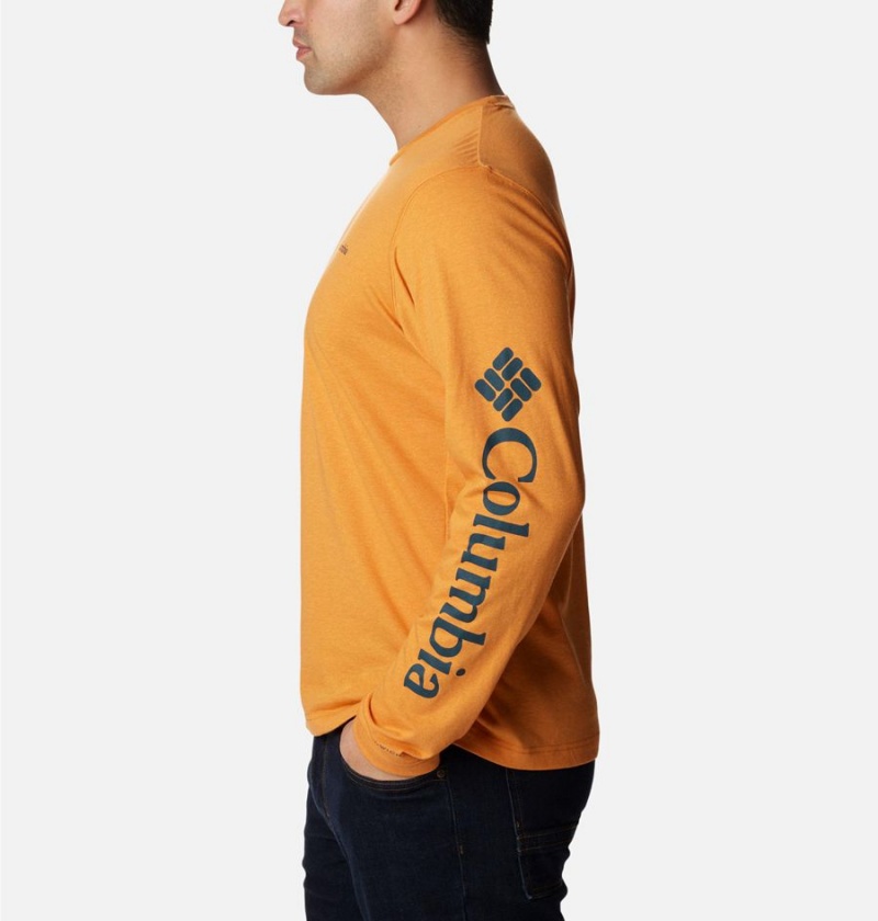 Orange Men's Columbia Thistletown Hills Long Sleeve Logo T-Shirt | JRBFV-2481