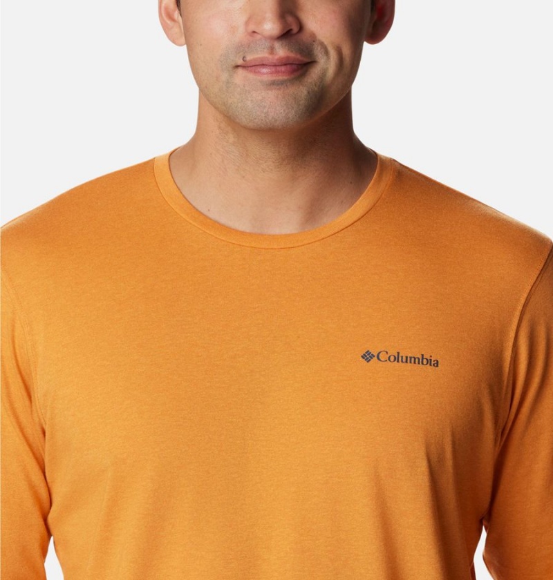 Orange Men's Columbia Thistletown Hills Long Sleeve Logo T-Shirt | JRBFV-2481