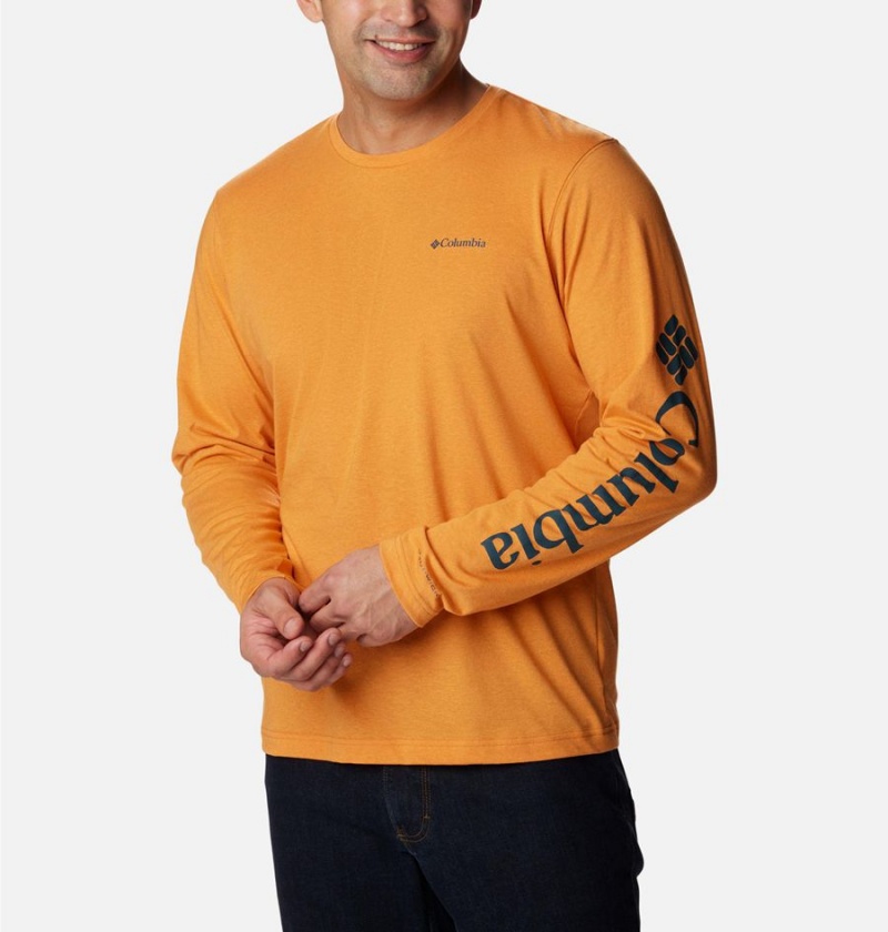 Orange Men's Columbia Thistletown Hills Long Sleeve Logo T-Shirt | JRBFV-2481