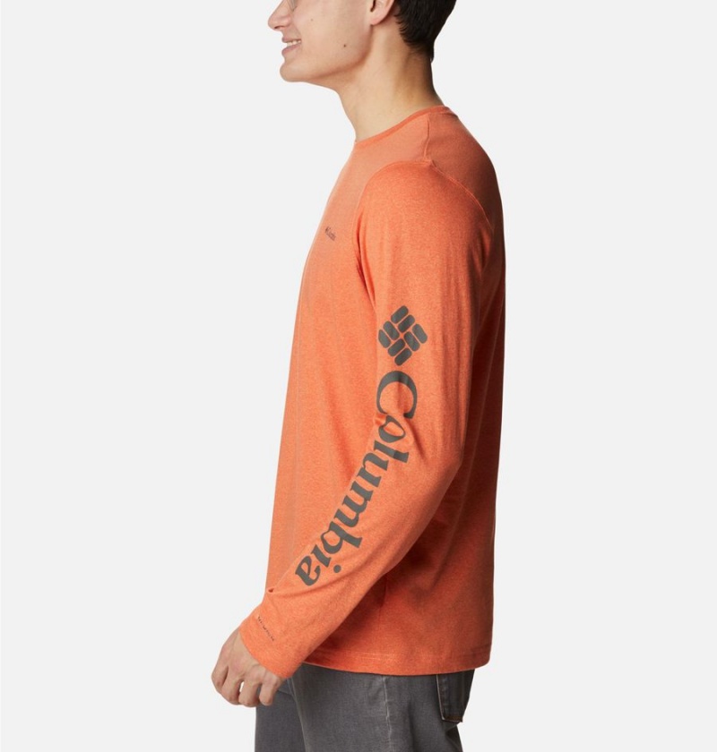 Orange Men's Columbia Thistletown Hills Long Sleeve Logo T-Shirt | SXFNE-6701