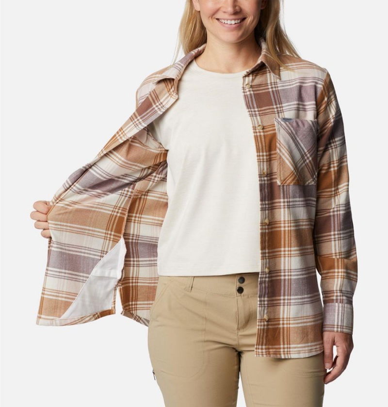 Orange Women's Columbia Calico Basin Flannel Long Sleeve Shirt | BJRLF-4013