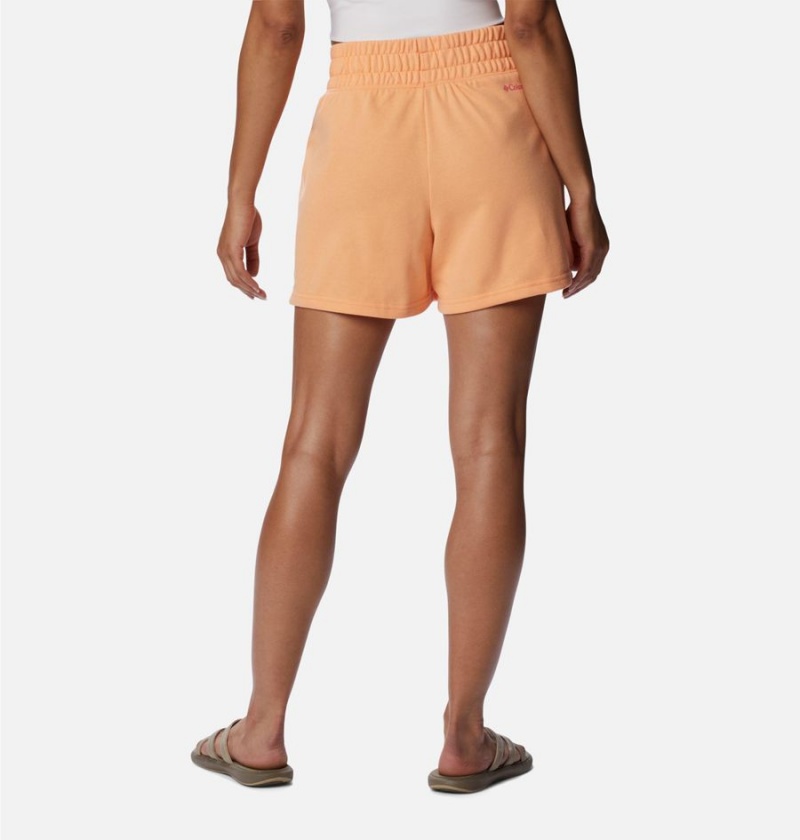 Orange Women's Columbia Logo III French Terry Shorts | PQARF-5719