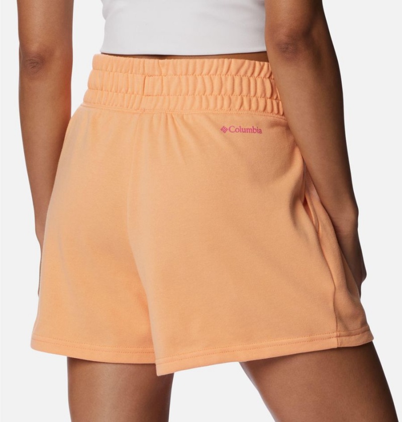 Orange Women's Columbia Logo III French Terry Shorts | PQARF-5719