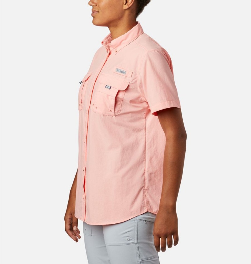 Orange Women's Columbia PFG Bahama Short Sleeve Shirt | OKEBQ-3572