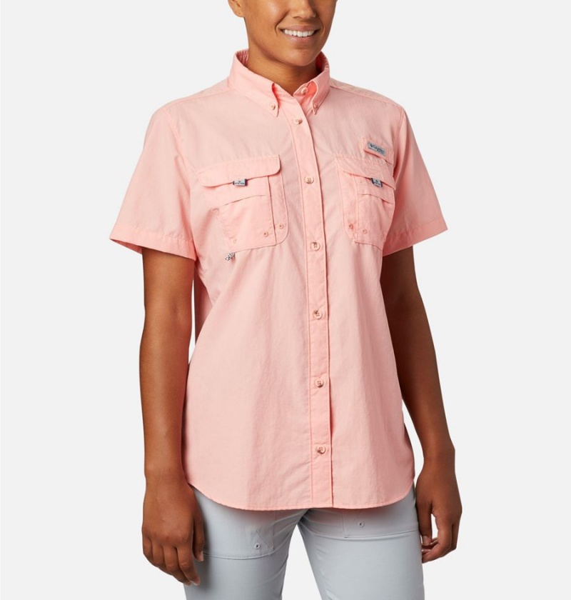 Orange Women\'s Columbia PFG Bahama Short Sleeve Shirt | OKEBQ-3572