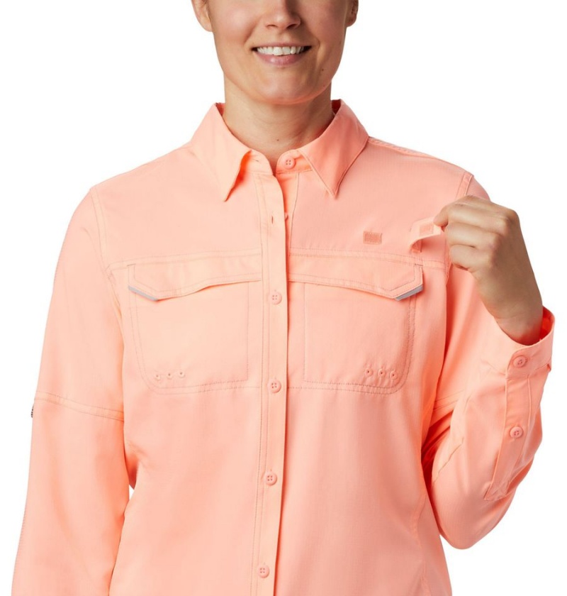 Orange Women's Columbia PFG Lo Drag Long Sleeve Shirt | IPYBR-8735