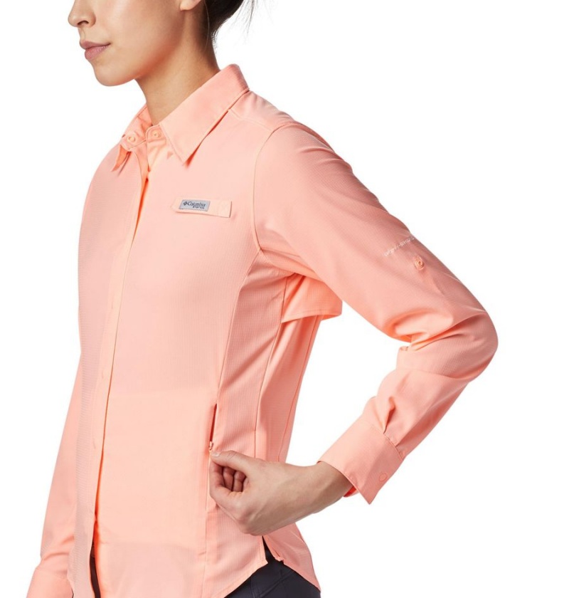 Orange Women's Columbia PFG Tamiami II Long Sleeve Shirt | IPUBJ-7283