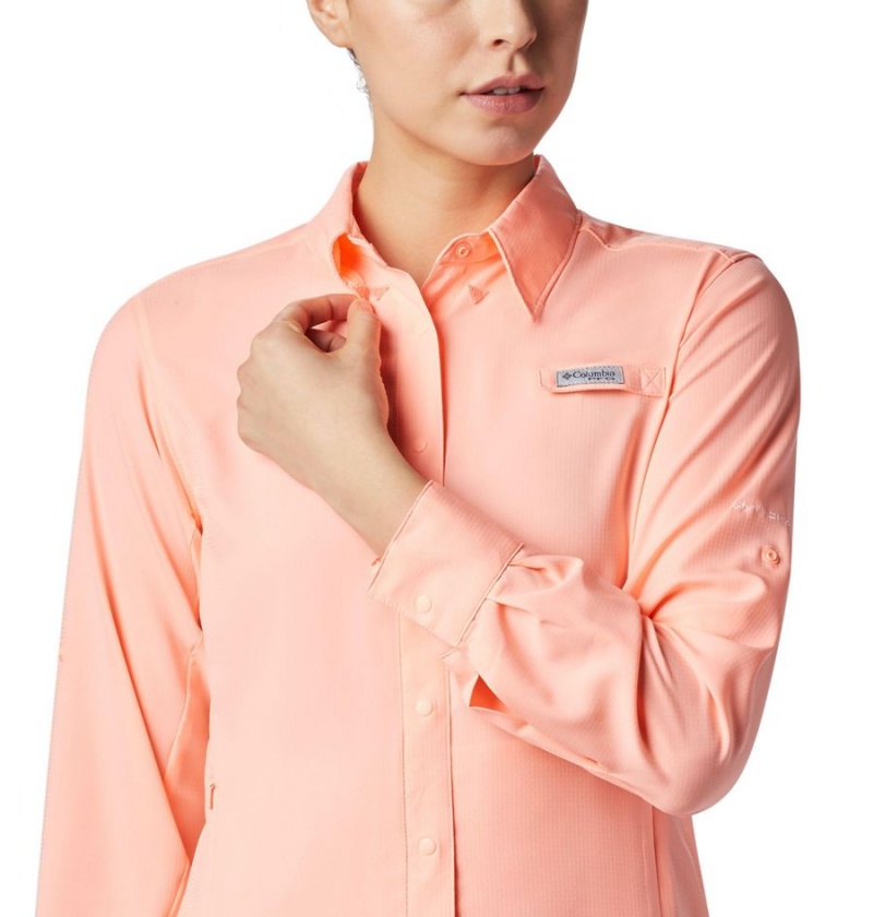 Orange Women's Columbia PFG Tamiami II Long Sleeve Shirt | IPUBJ-7283