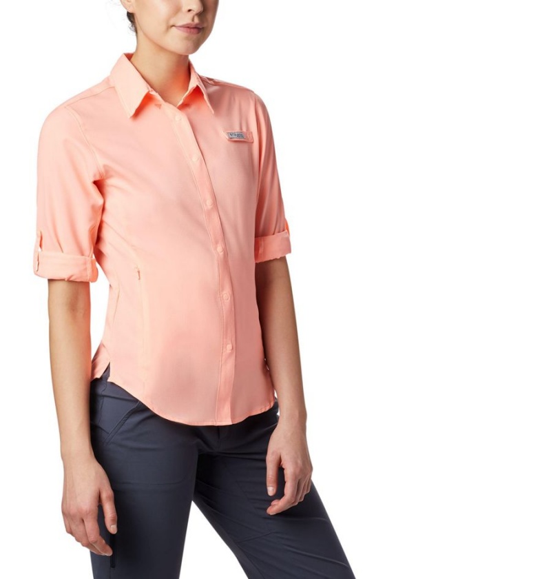 Orange Women's Columbia PFG Tamiami II Long Sleeve Shirt | IPUBJ-7283