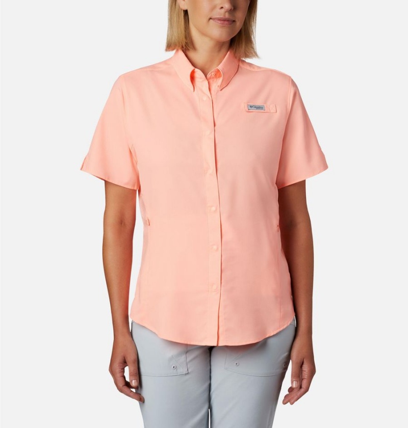 Orange Women\'s Columbia PFG Tamiami II Short Sleeve Shirt | QBYSN-4138