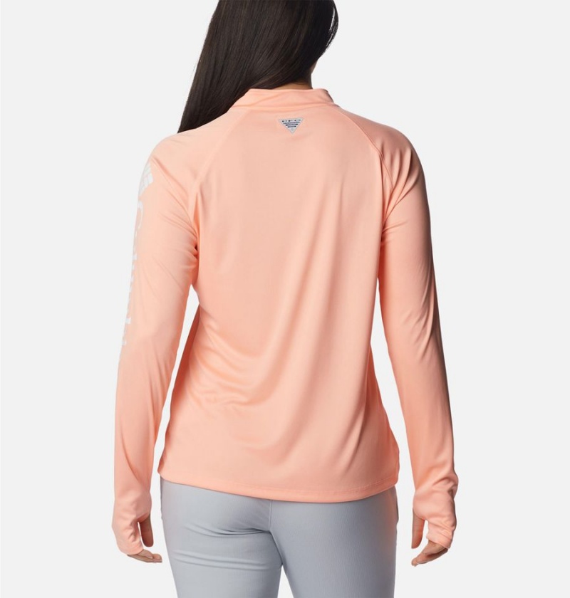 Orange Women's Columbia PFG Tidal Quarter Zip Long Sleeve T-Shirt | BDVFW-8947