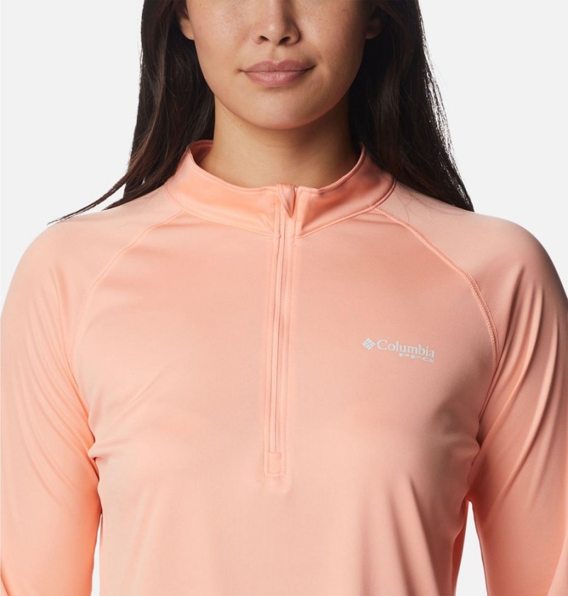 Orange Women's Columbia PFG Tidal Quarter Zip Long Sleeve T-Shirt | BDVFW-8947