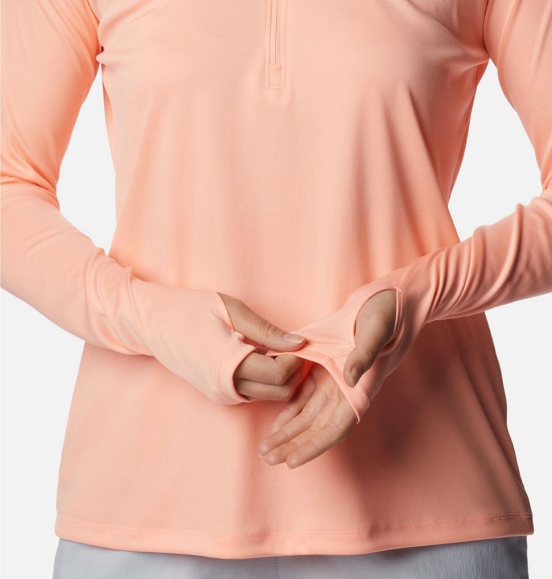 Orange Women's Columbia PFG Tidal Quarter Zip Long Sleeve T-Shirt | BDVFW-8947