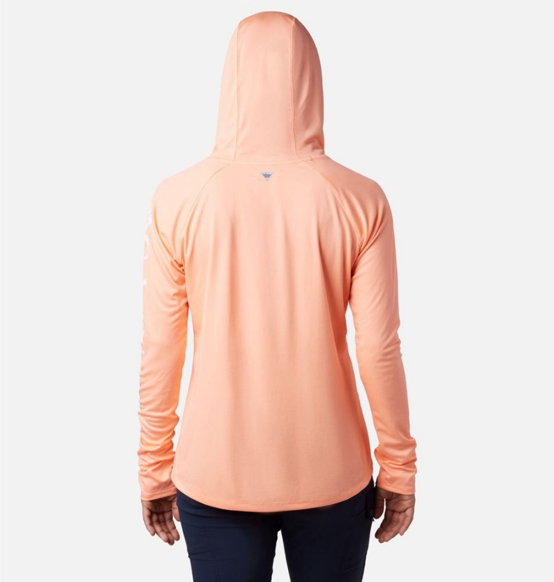 Orange Women's Columbia PFG Tidal Tee Hoodie | DLKEB-3714