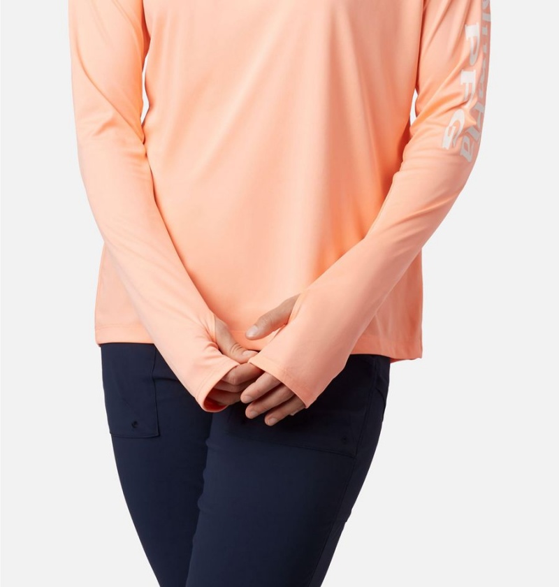 Orange Women's Columbia PFG Tidal Tee Hoodie | DLKEB-3714