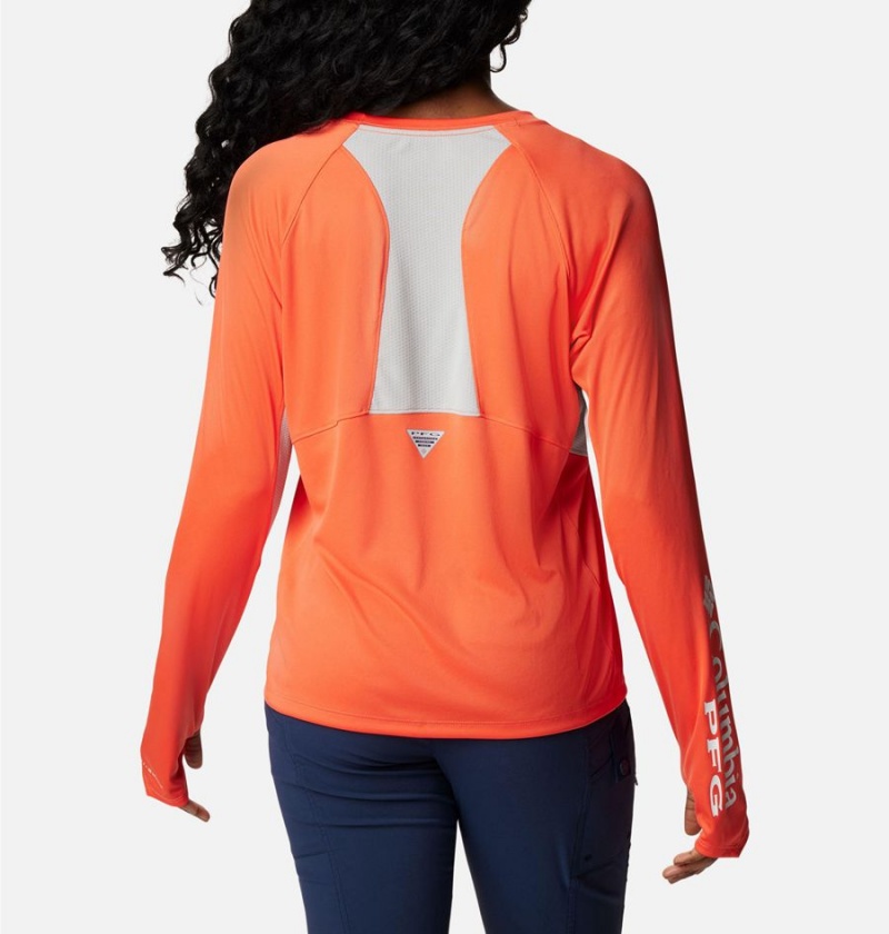 Orange Women's Columbia PFG Tidal Vent Long Sleeve T-Shirt | UVNMA-1896