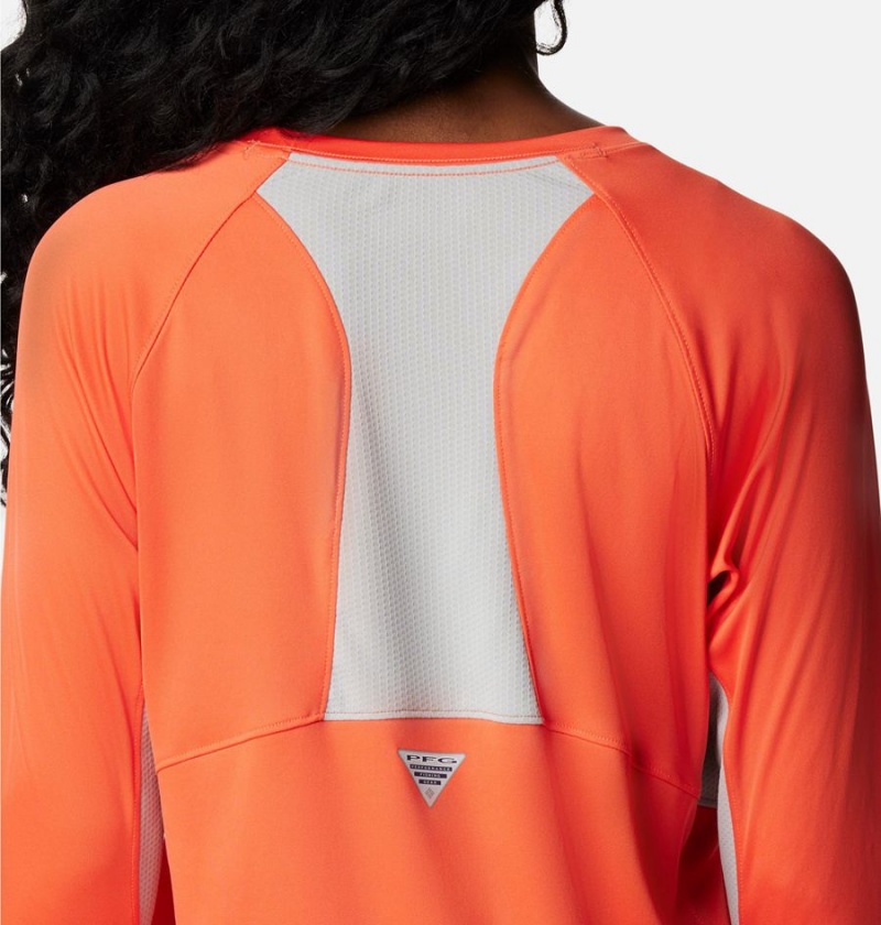 Orange Women's Columbia PFG Tidal Vent Long Sleeve T-Shirt | UVNMA-1896