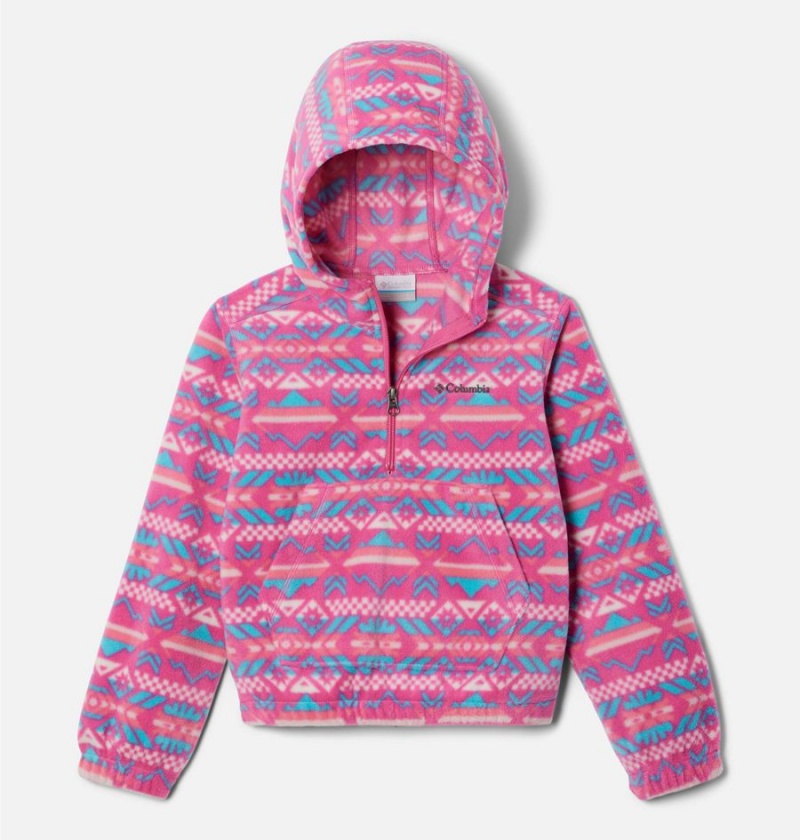 Pink Kids\' Columbia Benton Springs Half Zip Fleece Pullover Hoodie | RQYHG-3279