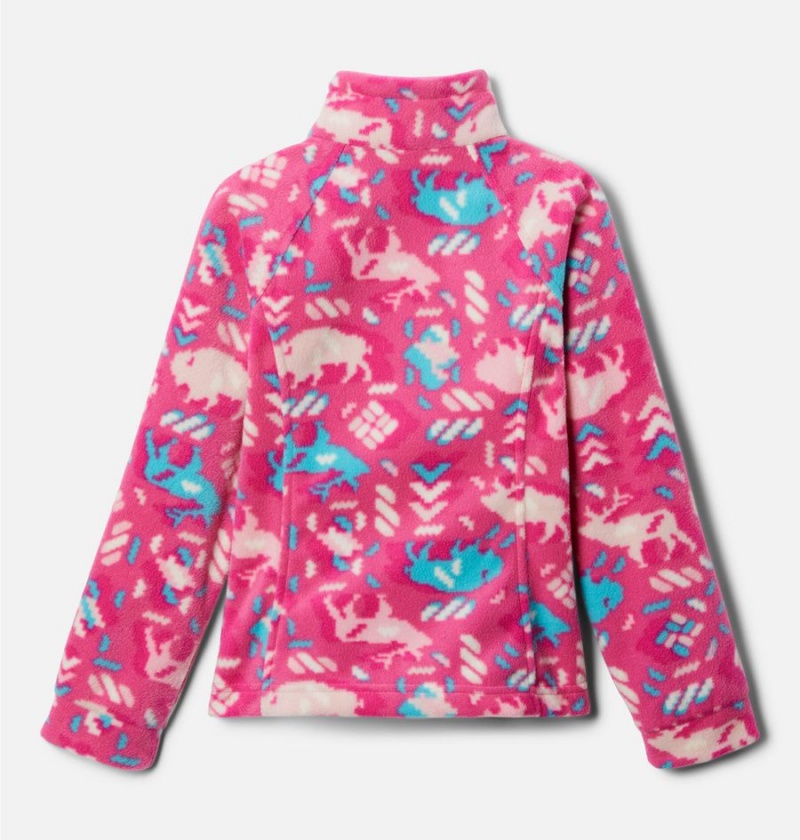 Pink Kids' Columbia Benton Springs II Printed Fleece Jacket | UKRXP-4305