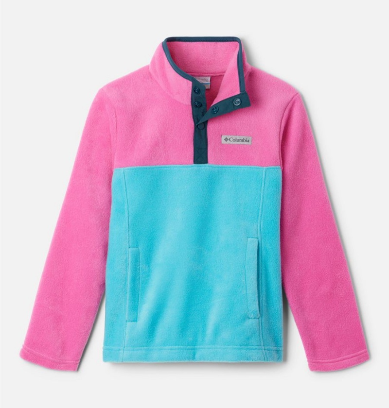 Pink Kids\' Columbia Steens Mountain Quarter Snap Pullover Fleece | MITFD-3961