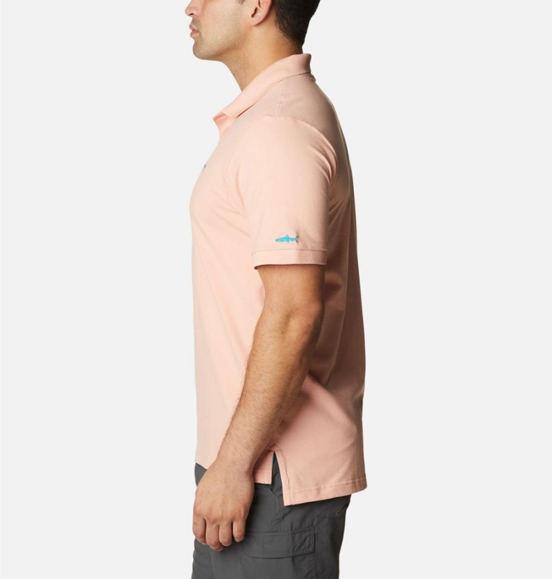 Pink Men's Columbia PFG Bonefish Pique Polo Shirt | LBZQI-1623