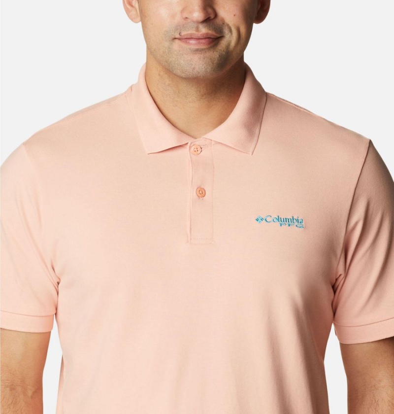 Pink Men's Columbia PFG Bonefish Pique Polo Shirt | LBZQI-1623