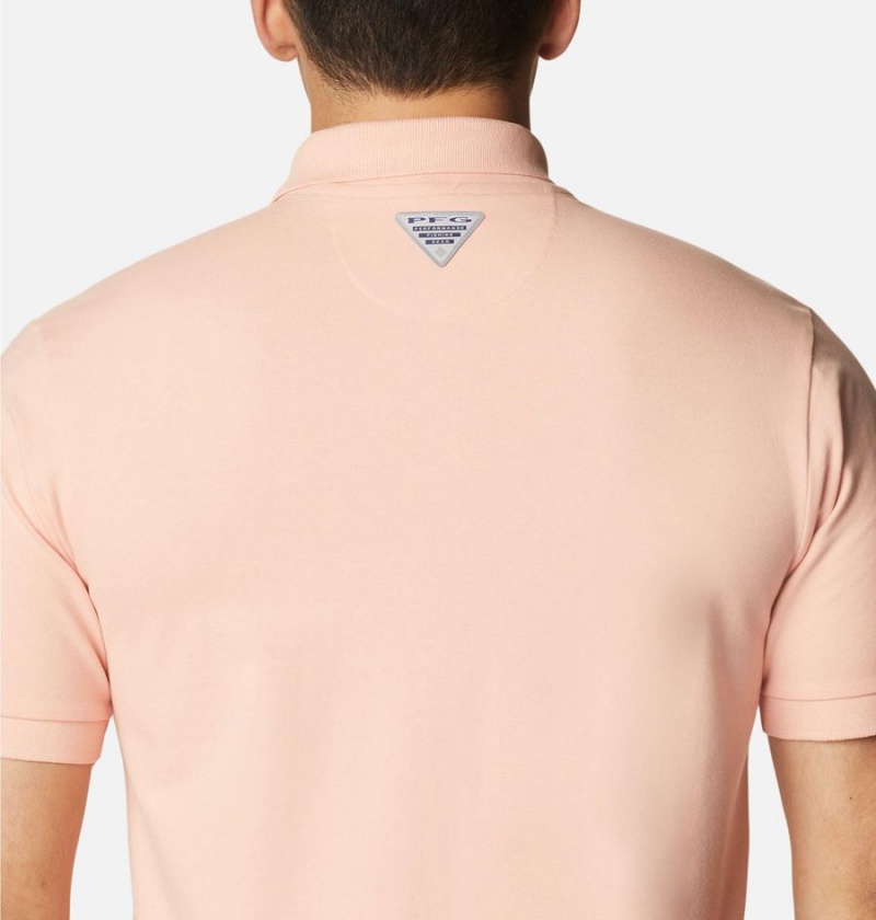 Pink Men's Columbia PFG Bonefish Pique Polo Shirt | LBZQI-1623