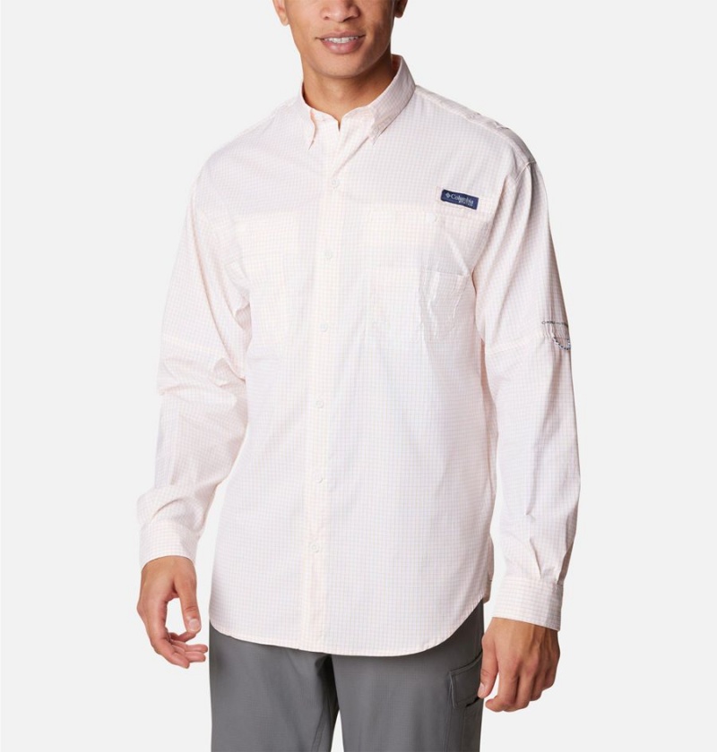 Pink Men\'s Columbia PFG Super Tamiami Long Sleeve Shirt | CASFR-3028