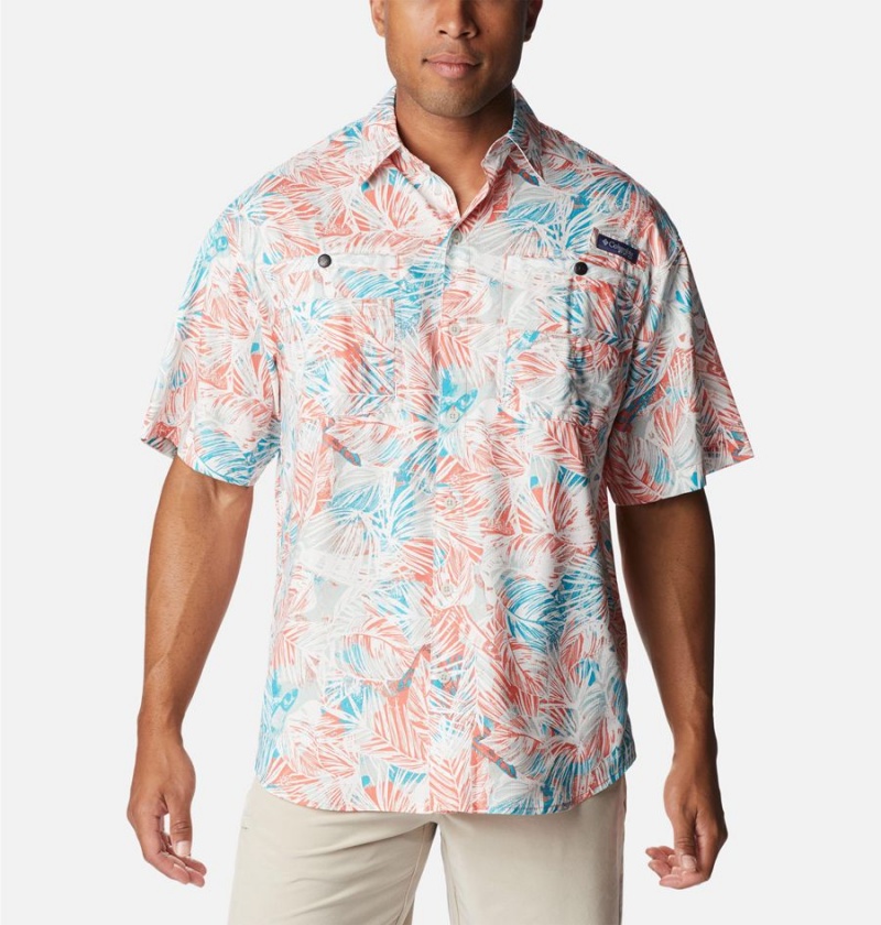 Pink Men\'s Columbia PFG Super Tamiami Short Sleeve Shirt | RFHGM-2917