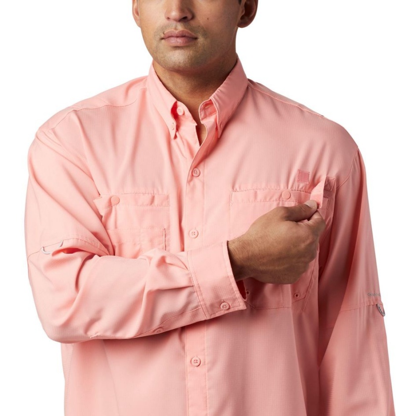 Pink Men's Columbia PFG Tamiami II Long Sleeve Shirt | CKDVW-1692