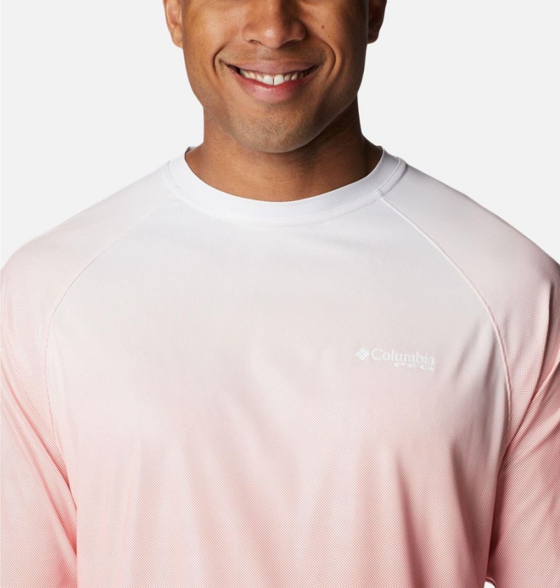 Pink Men's Columbia PFG Terminal Deflector Printed Long Sleeve T-Shirt | NRUWY-7541