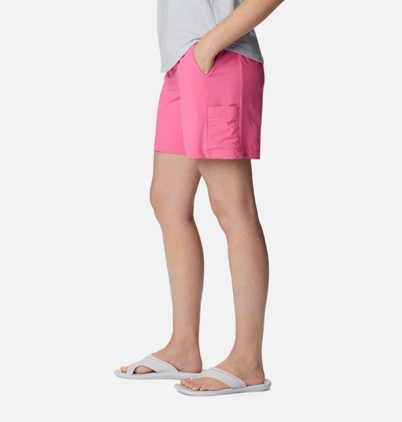 Pink Women's Columbia Anytime Flex Shorts | IKCZO-8425