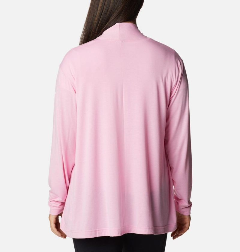 Pink Women's Columbia Anytime Knit Layering Long Sleeve Shirt | LMGFQ-3672