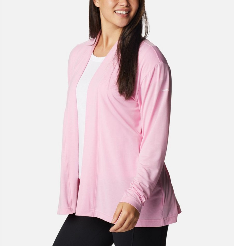 Pink Women's Columbia Anytime Knit Layering Long Sleeve Shirt | LMGFQ-3672