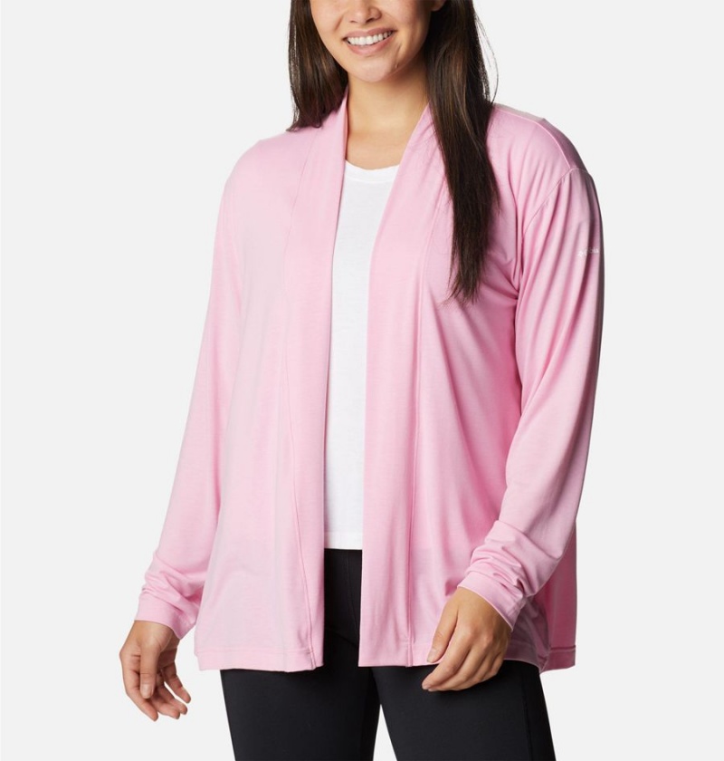 Pink Women\'s Columbia Anytime Knit Layering Long Sleeve Shirt | LMGFQ-3672