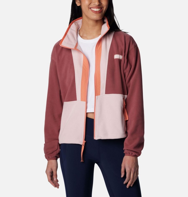 Pink Women's Columbia Back Bowl Full Zip Fleece Jacket | HTQIS-9836